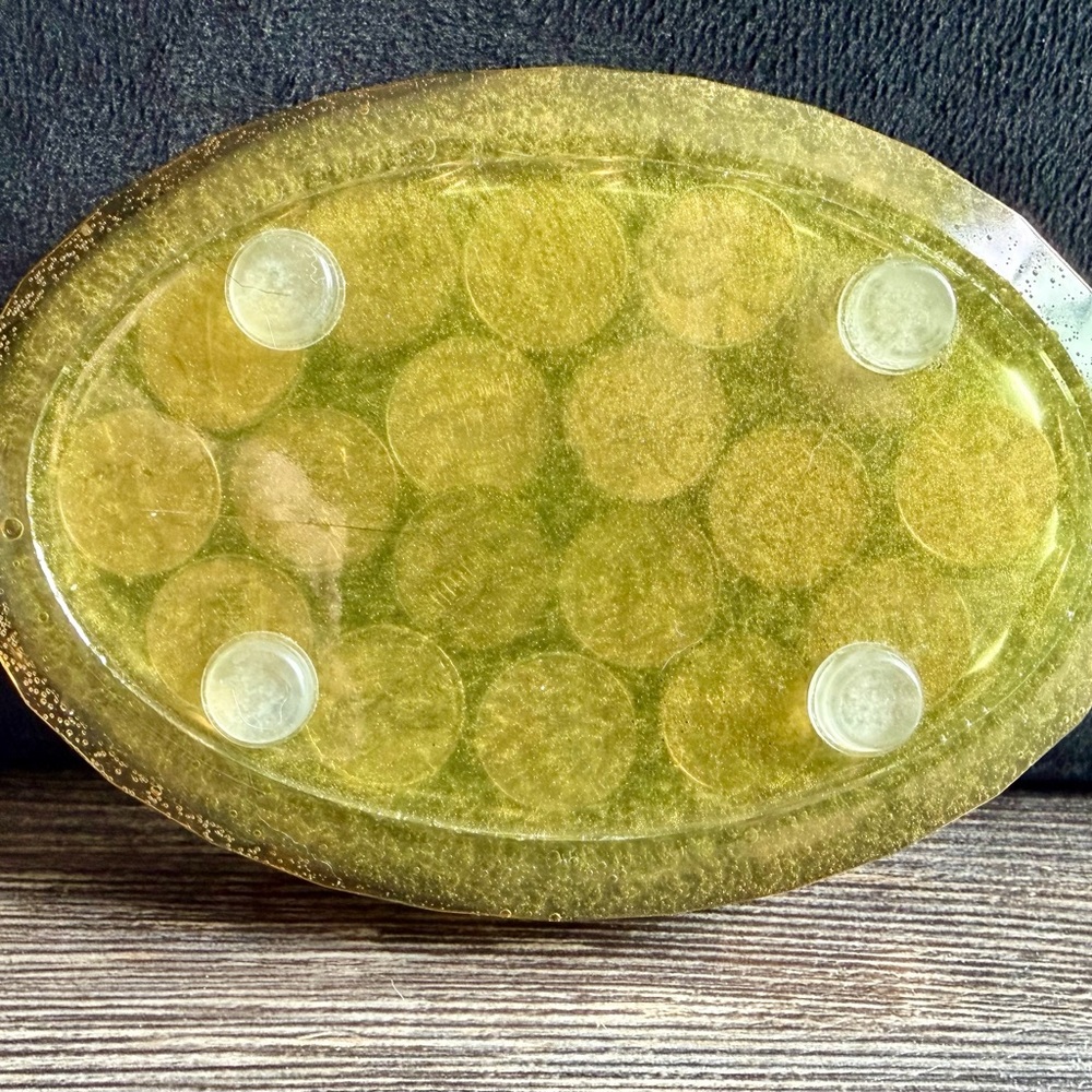 Unique Green and Copper Penny Tray/Trinket Dish/Soap Dish - Picture 6 of 8